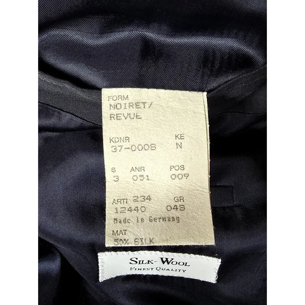 VTG Hugo Boss Double Breasted Blazer Germany Silk Wool Charcoal Grey Jacket 38R